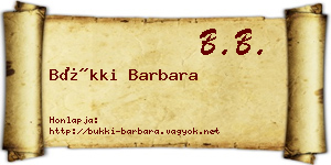 Bükki Barbara névjegykártya